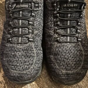 Womens Black Gray Skechers Sneakers Tennis Shoes 10 Gel Memory Foam